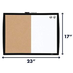 Quartet Combination Magnetic Whiteboard & Corkboard, 17" x 23", Combo White Board & Cork Board, Curved Frame, Perfect for Office & Home Decor, Home School Message Board, Black (41723-BK)