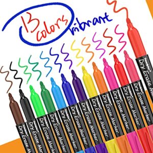 Fine Tip Dry Erase Markers,30 Pack,13 Assorted Colors,Trandpter Fine Point Whiteboard Markers for Kids & Adults,Low Odor Thin Dry Erase Pens Bulk Colorful, Supplies for School Office Home