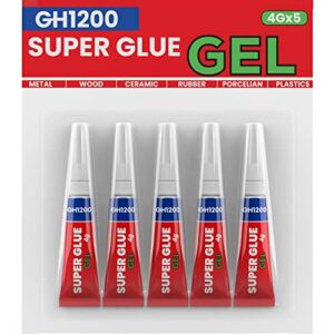 4gx 5 value pack super glue gel all purpose with anti clog cap. super fast & strong adhesive superglue, cyanoacrylate glue for diy crafts and many more