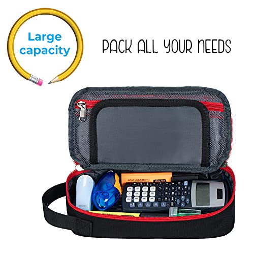 ECHSRT Large Pencil Case, Durable Pen Pouch with Big Capacity, Minimalist Portable Stationery Bag with Handle for Middle High College School & Office Organizer Black