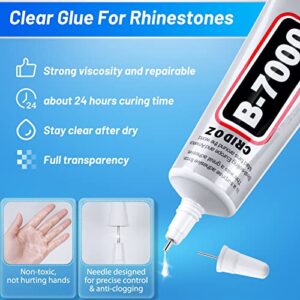 B7000 Jewelry Glue Clear for Rhinestone, Cridoz 3.7 fl oz Craft Adhesive Glue with Precision Tip Multi Function Fabric Glue for Metal Stone Graduation Photo Charms Nail Art Bead Jewelry Wood Glass