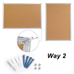 Board2by Cork Board Bulletin Board 36 x 48, Silver Aluminium Framed 4x3 Corkboard, Office Board for Wall Cork, Large Wall Mounted Notice Pin Board