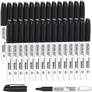 permanent markers,shuttle art 30 pack black permanent marker set,fine point, works on plastic,wood,stone,metal and glass for doodling, marking