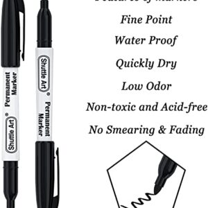 Permanent Markers,Shuttle Art 30 Pack Black Permanent Marker set,Fine Point, Works on Plastic,Wood,Stone,Metal and Glass for Doodling, Marking