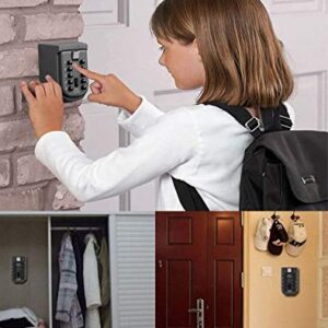 Key Lock Box for Outside Wall Mount, Waterproof Spare Key Storage Box, 10-digits Combination Lockbox Push Button Key Keeper Box for Home Indoor & Outdoor Realtors Landlord Property Management