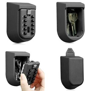 Key Lock Box for Outside Wall Mount, Waterproof Spare Key Storage Box, 10-digits Combination Lockbox Push Button Key Keeper Box for Home Indoor & Outdoor Realtors Landlord Property Management