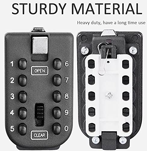 Key Lock Box for Outside Wall Mount, Waterproof Spare Key Storage Box, 10-digits Combination Lockbox Push Button Key Keeper Box for Home Indoor & Outdoor Realtors Landlord Property Management