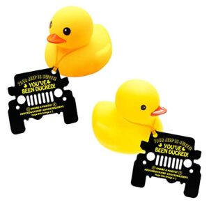 Fantasyon You've Been Ducked Card 50 Pack Duck Duck Tags Attach to Rubber Ducks Die Cut Black Jeep Car Design With Round Hole and Rubber Bands 3.5 x 2 Inch