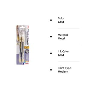 Pentel Arts Sunburst Metallic Gel Pen, Medium Line, Permanent, Gold Ink, 2 Pack (K908BP2X)