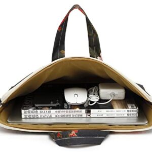 DACHEE Black Peony Patten Waterproof Laptop Shoulder Messenger Bag Case Sleeve for 14 Inch 15 Inch Laptop Case Laptop Briefcase 15.6 Inch
