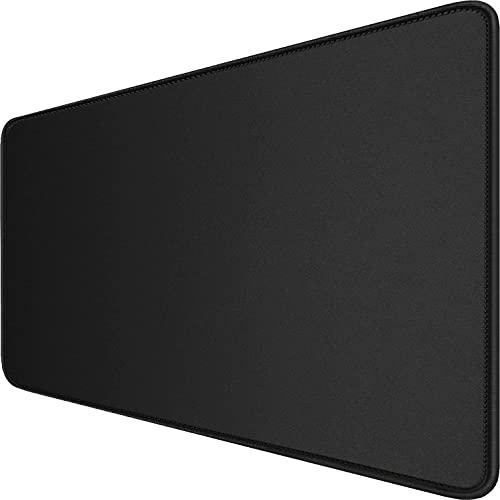 Large Extended Gaming Mouse Pad with Stitched Edges, (31.5X15.7In) Durable Non-Slip Natural Rubber Base, Waterproof Computer Keyboard Pad Mat for Esports Pros/Gamer/Desktop/Office/Home-Black