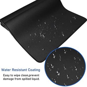 Large Extended Gaming Mouse Pad with Stitched Edges, (31.5X15.7In) Durable Non-Slip Natural Rubber Base, Waterproof Computer Keyboard Pad Mat for Esports Pros/Gamer/Desktop/Office/Home-Black