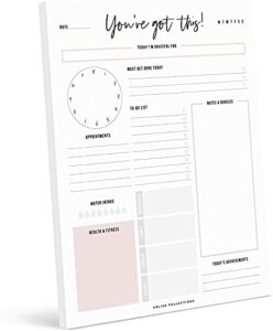 bliss collections daily planner, you’ve got this, undated tear-off sheets notepad includes calendar, organizer, scheduler for goals, tasks, ideas, notes and to do lists, 8.5″x11″ (50 sheets)