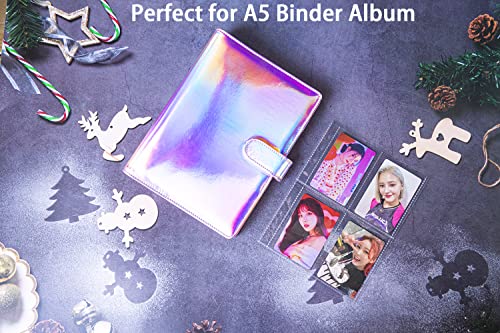 40 Pack 320 Pockets 2.5x3.5 Inch Trading Card Sleeves,Double-Sided 4 Pocket Page Protector,Ultra-Clear Kpop Photocard Sheets for A5 6 Ring Binder,Card Sleeve Pages for Game Cards,Baseball Card