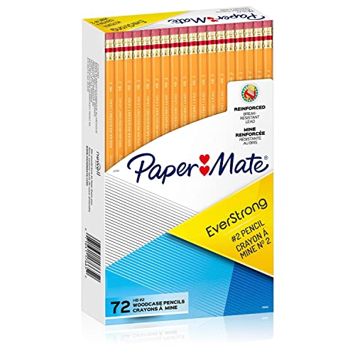 Paper Mate EverStrong #2 Pencils, Reinforced, Break-Resistant Lead When Writing, 72 Count