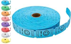 2000 tacticai blue smile raffle tickets (8 colors available), single roll, 2″ x 1″ ticket for events, entry, class reward, fundraiser & prizes
