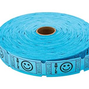 2000 Tacticai Blue Smile Raffle Tickets (8 Colors Available), Single Roll, 2" x 1" Ticket for Events, Entry, Class Reward, Fundraiser & Prizes