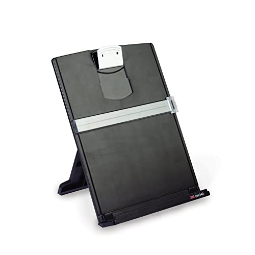 3M Desktop Document Holder Copy Holder, Adjustable Clip Holds Portrait and Landscape Documents for Easy Viewing, Bottom Ledge Has Lip to Keep up to 150 Sheets Securely in Place, Black (DH340MB)