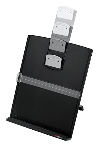 3M Desktop Document Holder Copy Holder, Adjustable Clip Holds Portrait and Landscape Documents for Easy Viewing, Bottom Ledge Has Lip to Keep up to 150 Sheets Securely in Place, Black (DH340MB)