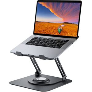 JOYEKY Laptop Stand for Desk, Adjustable Computer Stand with 360° Rotating Base, Ergonomic Laptop Riser for Collaborative Work, Foldable & Portable Laptop Stand, fits for All 10-16" Laptops