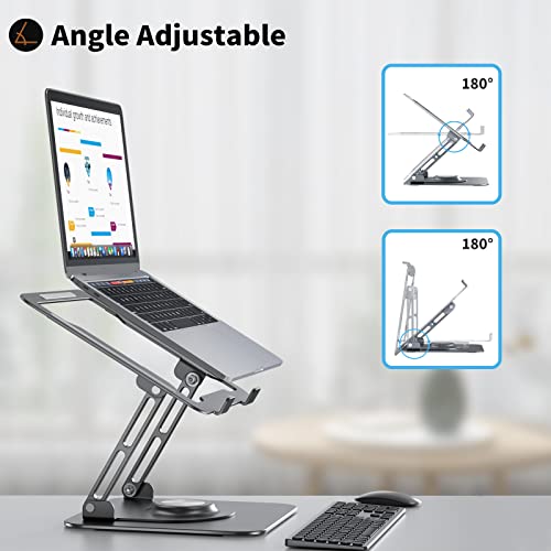 JOYEKY Laptop Stand for Desk, Adjustable Computer Stand with 360° Rotating Base, Ergonomic Laptop Riser for Collaborative Work, Foldable & Portable Laptop Stand, fits for All 10-16" Laptops