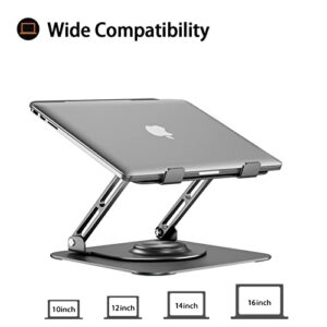 JOYEKY Laptop Stand for Desk, Adjustable Computer Stand with 360° Rotating Base, Ergonomic Laptop Riser for Collaborative Work, Foldable & Portable Laptop Stand, fits for All 10-16" Laptops