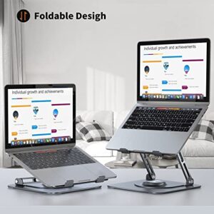 JOYEKY Laptop Stand for Desk, Adjustable Computer Stand with 360° Rotating Base, Ergonomic Laptop Riser for Collaborative Work, Foldable & Portable Laptop Stand, fits for All 10-16" Laptops