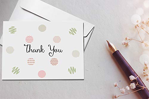 Oaklyn Blank Thank You Cards Set with Envelopes - Professional Paper with an Assortment of Designs and Blank White Inside - Bulk Pack of Small Notes (48 Pack)