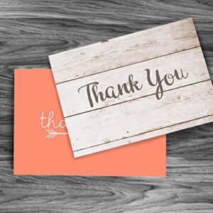 Oaklyn Blank Thank You Cards Set with Envelopes - Professional Paper with an Assortment of Designs and Blank White Inside - Bulk Pack of Small Notes (48 Pack)