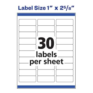 Avery Address Labels with Sure Feed for Laser Printers, 1" x 2-5/8", 7,500 Labels (5960),White