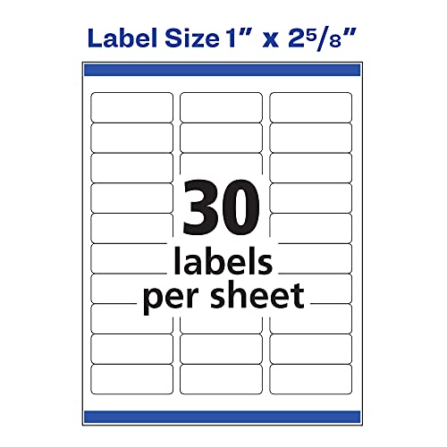 Avery Address Labels with Sure Feed for Laser Printers, 1" x 2-5/8", 7,500 Labels (5960),White