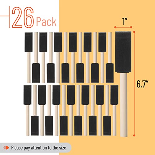 Bates- Foam Paint Brushes, 26 Pack, 1 Inch, Sponge Brushes, Sponge Paint Brush, Foam Brushes, Foam Brushes for Painting, Foam Brushes for Staining, Paint Sponges, Foam Brushes for Mod Podge