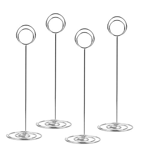 Radezon 10 Pack 8.75 inch Tall Table Number Holders Place Card Holder Table Picture Holder Wire Photo Holder Clips Picture Memo Note Photo Stand (Silver)