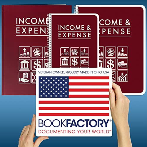 BookFactory Income and Expense Log Book/Tracker/Small Business Ledger Book/Accounting & Bookkeeping Ledger Log Book/LogBook 108 Pages - 8.5" x 11" Wire-O (LOG-108-7CW-PP-(IncomeExpense)-BX)