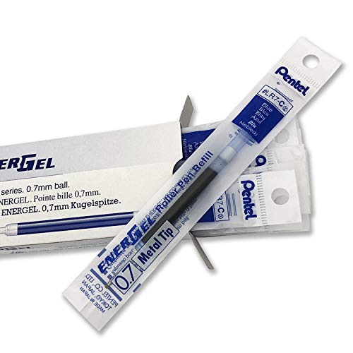 Pentel Refill Ink for BL57/BL77 EnerGel Liquid Gel Pen, 0.7mm, Metal Tip, Blue Ink, Box of 12 (LR7-C-12)