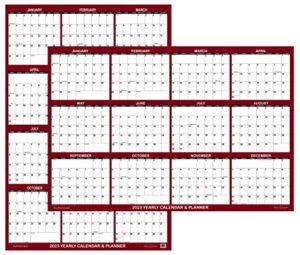 24″ x 36″ swiftglimpse 2023 wall calendar erasable large wet & dry erase laminated 12 month annual yearly wall planner, reversible, horizontal/vertical, maroon