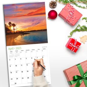 RED EMBER Beaches 2023 Hangable Monthly Wall Calendar | 12" x 24" Open | Thick & Sturdy Paper | Giftable | Beautiful Tropical Scenic Vacation Nature Photography