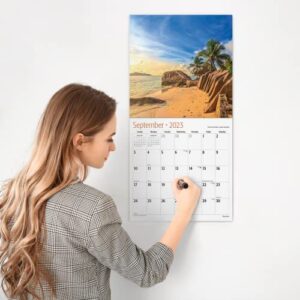 RED EMBER Beaches 2023 Hangable Monthly Wall Calendar | 12" x 24" Open | Thick & Sturdy Paper | Giftable | Beautiful Tropical Scenic Vacation Nature Photography