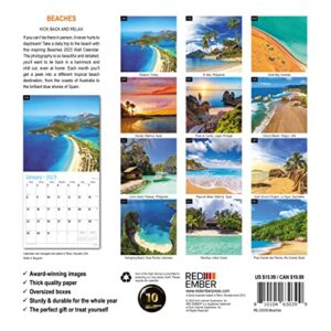 RED EMBER Beaches 2023 Hangable Monthly Wall Calendar | 12" x 24" Open | Thick & Sturdy Paper | Giftable | Beautiful Tropical Scenic Vacation Nature Photography