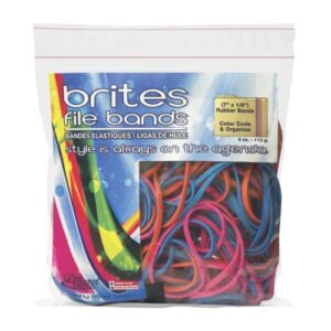 alliance rubber 07800 non-latex brites file bands, colored elastic bands, 50 pack (7″ x 1/8″, assorted bright colors in resealable bag)