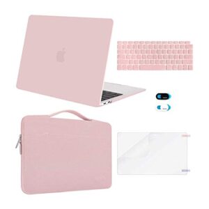mosiso compatible with macbook air 13 inch case 2022 2021 2020 2019 2018 release a2337 m1 a2179 a1932 retina display, plastic hard shell&bag&keyboard skin&webcam cover&screen protector, rose quartz