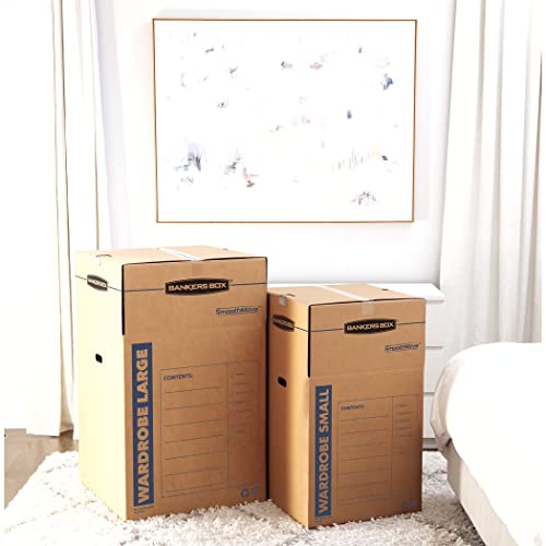 Bankers Box SmoothMove Wardrobe Moving Boxes, Short, 20 x 20 x 34 Inches, 3 Pack (7710902)