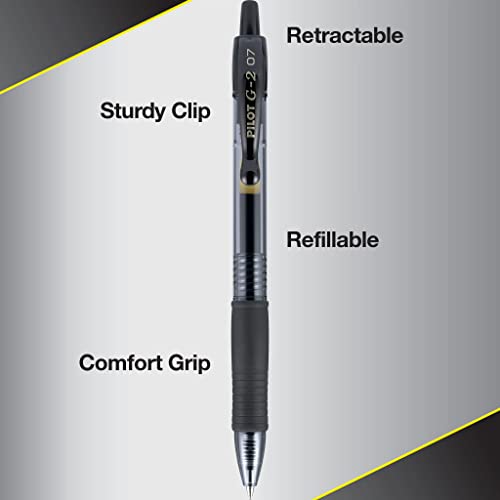 PILOT G2 Premium Refillable and Retractable Rolling Ball Gel Pens, Fine Point, Black Ink, 4-Pack (31057)