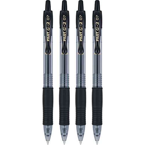PILOT G2 Premium Refillable and Retractable Rolling Ball Gel Pens, Fine Point, Black Ink, 4-Pack (31057)