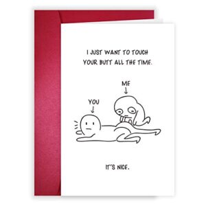 naughty touch your butt love card, cheeky anniversary card for him her, romantic valentine’s day card