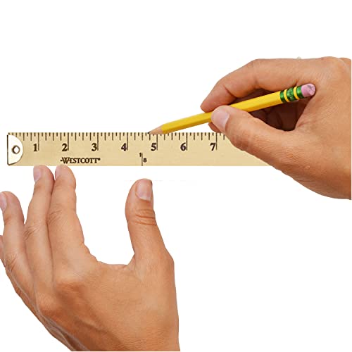 Westcott Wooden Yardstick with Hang Hole and Brass Ends, Clear Lacquer Finish (10425)