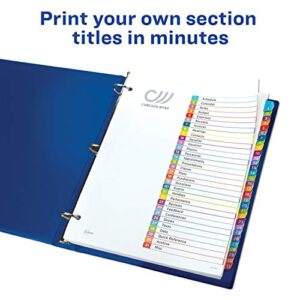 Avery 31-tab Dividers for 3 Ring Binders, Customizable Table of Contents, Multicolor Tabs, 1 Set (11846)