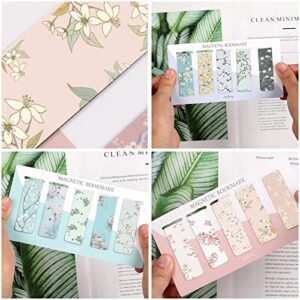 15 Pieces Bookmarks, Magnetic Bookmarks for Women, Page Markers for Students Teachers Reading (Floral Style)