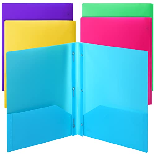 Mr. Pen- Folders with Pockets and Prong, 5 Pack, Plastic, Pocket Folders, Folders with Prongs, File Folders with Fasteners, 2 Pocket Folder, Folder with Pockets, Two Pocket Folder, 3 Prong Folders.