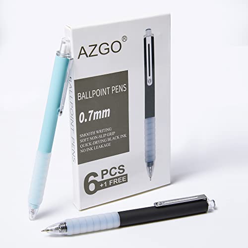 AZGO Ballpoint Pens Black Ink Retractable Pen Ball Point Pen for Journaling Writing Office Pen (6+1 count)